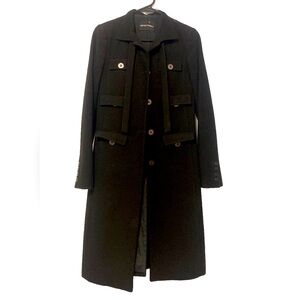 Vintage Emporio Armani doble breasted coat, black , size 40, Made in Italy